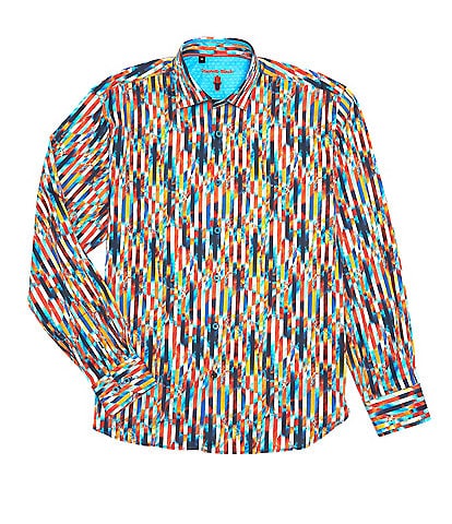 Visconti Big & Tall Multi-Color Stripe Long-Sleeve Woven Shirt