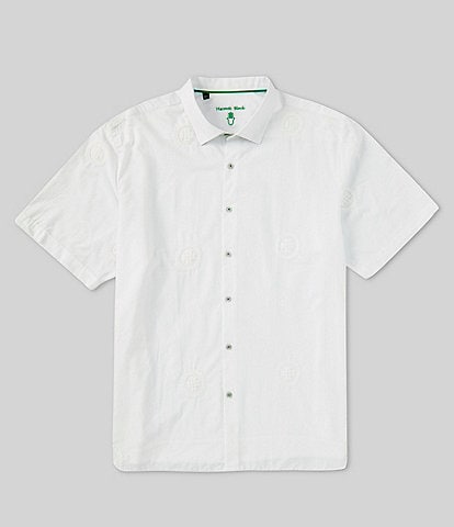 Visconti Big & Tall Short Sleeve Circle Print Woven Jacquard Shirt
