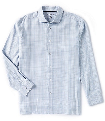 Visconti Big & Tall Tricolor-Basketweave Long Sleeve Woven Shirt