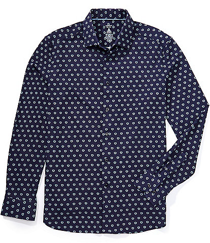 Visconti Circle Pattern Performance Stretch Long Sleeve Woven Shirt