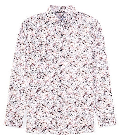 Visconti Digital Floral Paisley Print Long Sleeve Woven Shirt