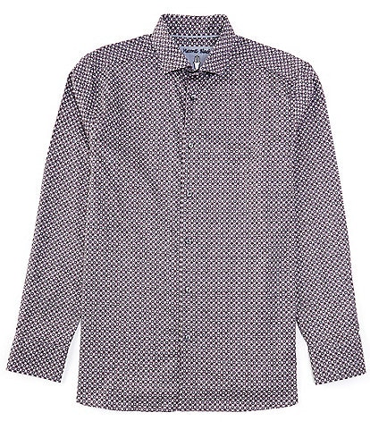 Visconti Geo Tile Print Long Sleeve Woven Shirt