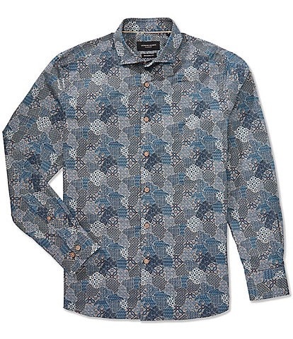 Visconti Patchwork Stretch Long Sleeve Woven Shirt