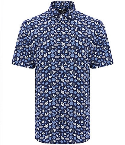 Visconti Puzzle Print Stretch Short Sleeve Woven Shirt