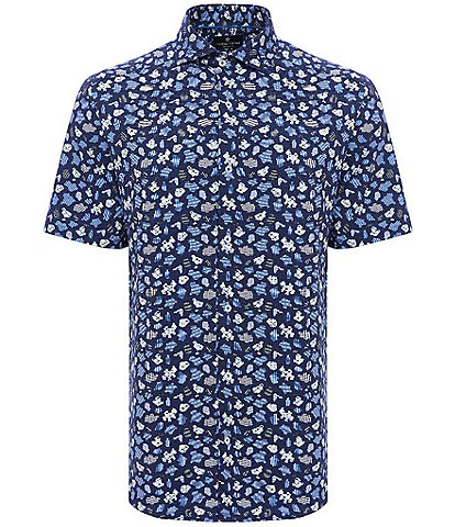 Visconti Puzzle Print Stretch Short Sleeve Woven Shirt