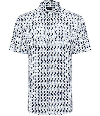 Visconti Retro Print Stretch Short Sleeve Woven Shirt