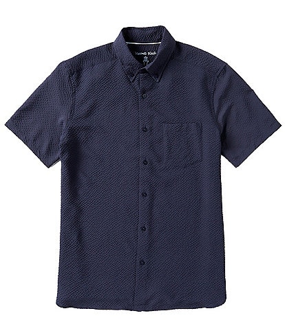 Visconti Solid Seersucker Short Sleeve Woven Shirt