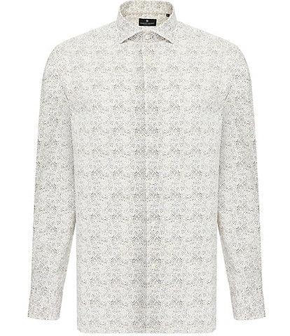 Visconti Swirl Print Stretch Long Sleeve Woven Shirt