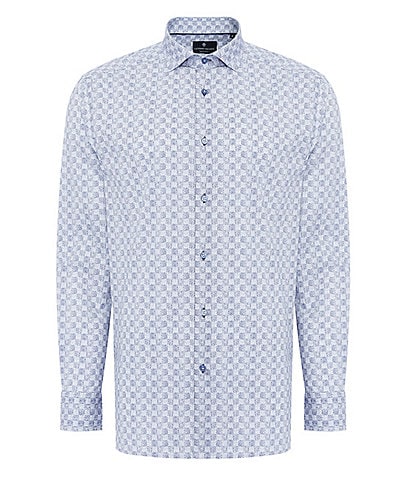 Visconti Watercolor Print Stretch Long Sleeve Woven Shirt