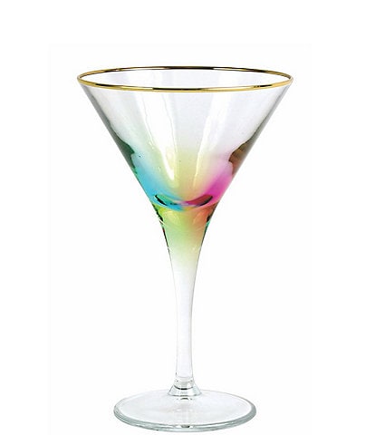 Viva by VIETRI Rainbow Multi Gold Rimmed Martini Glass