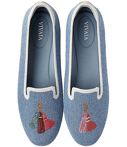 VIVAIA Audrey Stretch Knit Tassel Loafers