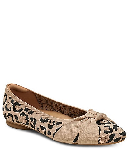 VIVAIA Bibi Stretch Knit Knotted Leopard Print Ballet Flats