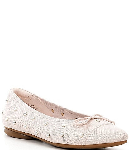 VIVAIA Tiana Knit Pearl Bow Ballet Flats
