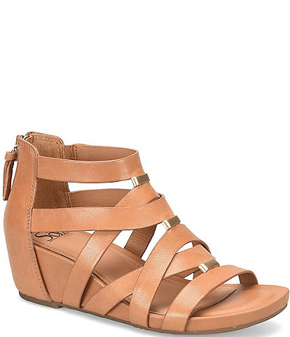 Vivi Leather Strappy Ornament Wedge Sandals