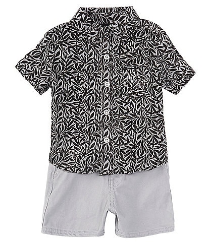 Volcom Baby Boy 12-24 Months Short Sleeve Printed Linen-Blend Shirt & Solid Twill Shorts Set