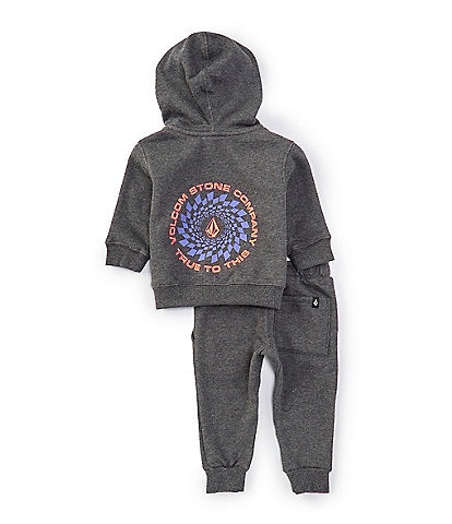 Volcom Baby Boys 12-24 Months Fleece Layering Knit Long Sleeve Watanite Zip Graphic Hoodie and Jogger Pants Set