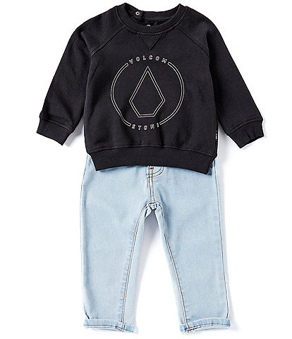 Volcom Baby Boys 12-24 Months Long Sleeve Icon Logo Sweatshirt & Denim Jeans Set