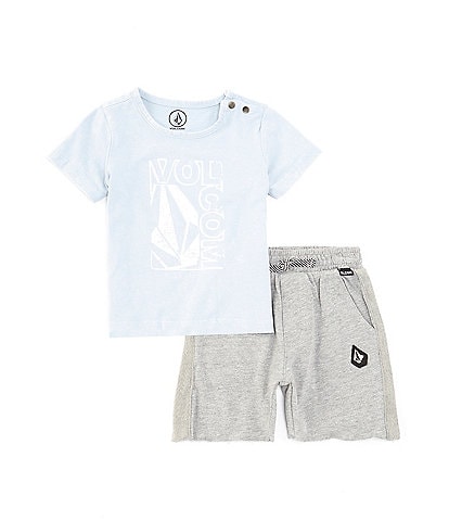 Volcom Baby Boys 12-24 Months Short Sleeve Logo T-Shirt & Coordinating Raw-Hem Shorts Set
