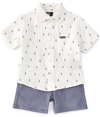 Volcom Baby Boys 12-24 Months Short-Sleeve Printed Linen-Blend Shirt & Solid Woven Shorts Set