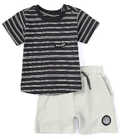Volcom Baby Boys 12-24 Months Short Sleeve Striped Pocket T-Shirt & Solid Shorts Set