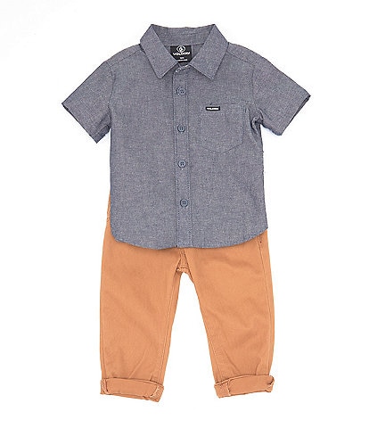 Volcom Baby Boys 12-24 Months Short Sleeve Woven Shirt & Finished-Hem Pant Set