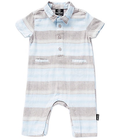 Volcom Baby Boys Newborn-9 Months Short Sleeve Printed Linen-Blend Coverall