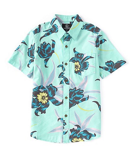 Volcom Big Boys 8-20 Short Sleeve Island Time Floral Print Button Down Shirt