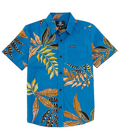 Volcom Big Boys 8-20 Short Sleeve Paradiso Floral Leaf Shirt