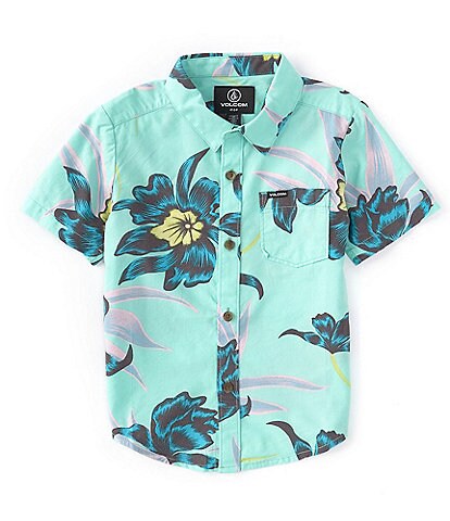 Volcom Little Boys 2T-7 Short Sleeve Island Time Floral Print Button Down Shirt