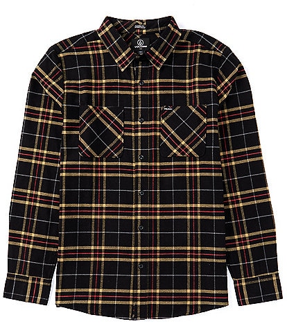 Volcom Long Sleeve Netastone Yarn Dyed Plaid Flannel Shirt