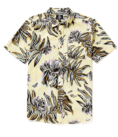Volcom Marble Floral Print Short Sleeve Woven Shirt