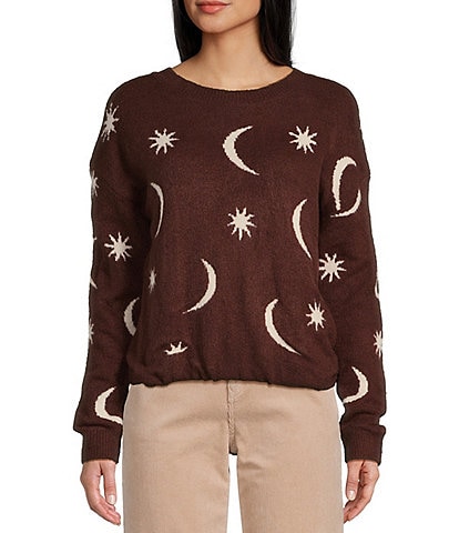 Volcom Nyte Stone Long Sleeve Intarsia-Knit Cropped Sweater