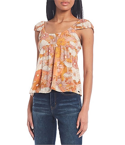 Volcom Only Good Daze Pull-On Floral Print Top