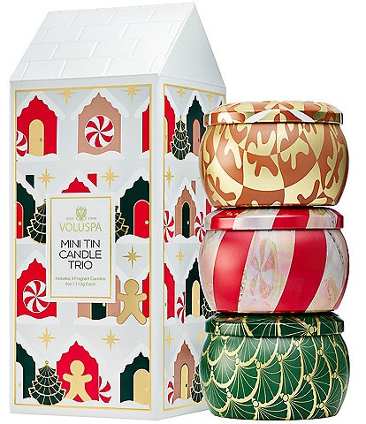 Voluspa Assorted Holiday Mini Tin Candle Trio