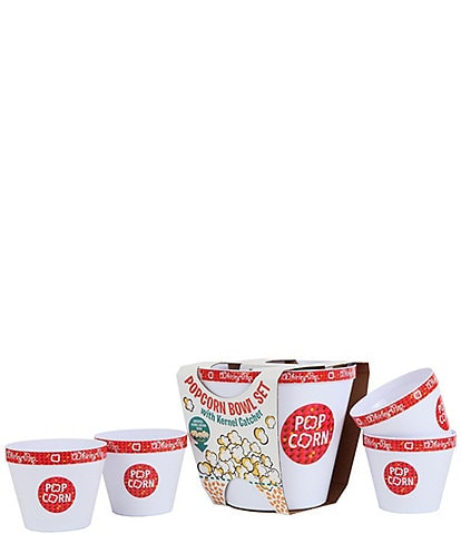 Wabash Valley Farms 5 Piece Red #double;Whirley-Pop#double; Theme Popcorn Bowl Set with Kernel Catcher