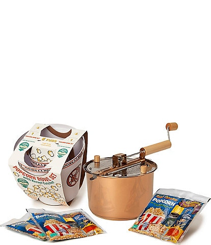 Wabash Valley Farms 9pc. Movie Night Popcorn Party Pack featuring Copper Plated Stainless Steel Whirley-Pop Popcorn Maker