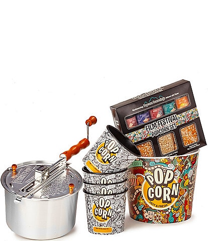 Wabash Valley Farms Film Night Popcorn Gift Collection with Whirley Pop Popcorn Maker