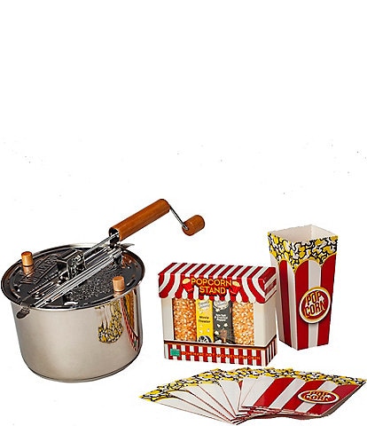 Wabash Valley Farms Old Fashion Popcorn Stand Popping Kit with Stainless Steel Whirley-Pop Popcorn Maker