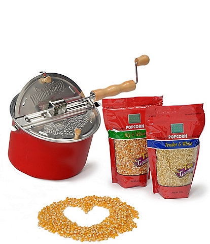 Wabash Valley Farms Popcorn Love Red Whirley Pop Popcorn Maker Gift Set