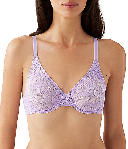Wacoal Halo Floral Lace Unlined Underwire Center Bow Bra