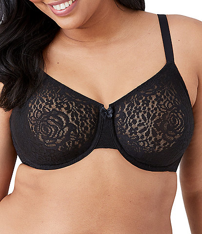 Wacoal Halo Floral Lace Unlined Underwire Center Bow Bra