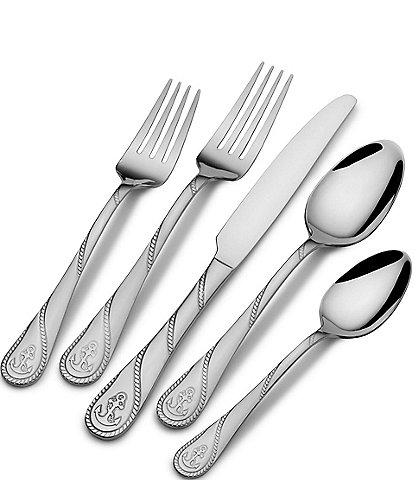 Wallace Silversmiths Anchor Coastal 45-Piece Stainless Steel Flatware Set, Service For 8