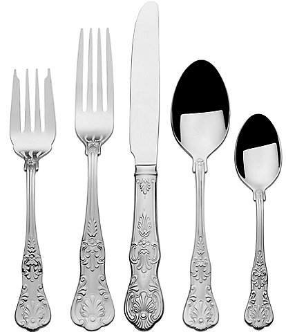 Wallace Silversmiths Queens 65-Piece Stainless Steel Flatware Set, Service For 12