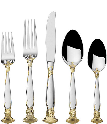 Wallace Silversmiths Salacia Gold 20-Piece Stainless Steel Flatware Set, Service For 4