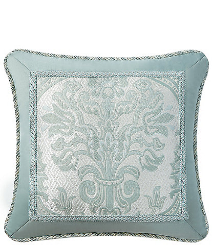 Waterford Castle Cove Reversible Satin Framed Damask Jacquard Square Throw Pillow