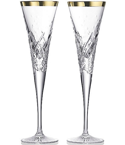 Waterford Celebrations Toasting Flute Gold Glasses, Set of 2