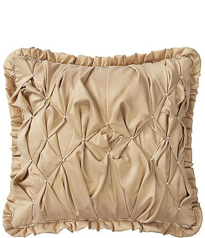 Waterford Donegan Beaded Ruffle Flanged Square Pillow