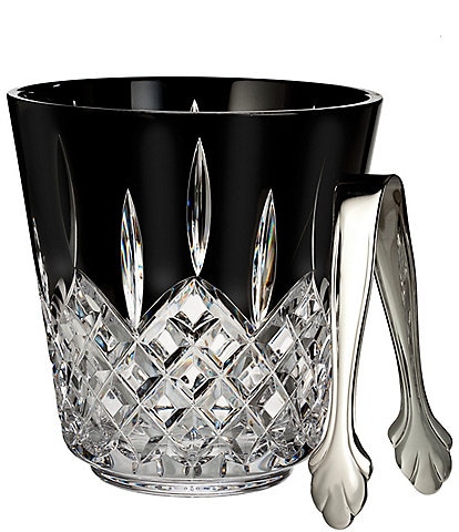 Waterford Lismore Black Crystal Ice Bucket & Tongs