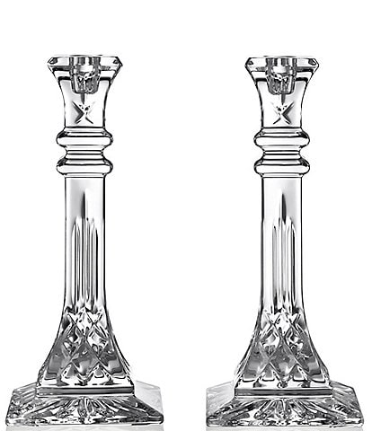 Waterford Lismore Signature Dimond Square Large Candlesticks, Set of 2