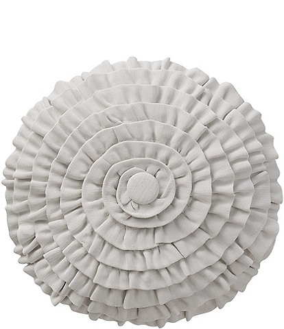 Waterford Lysander Ruffled Button Tufted Reversible Round Pillow